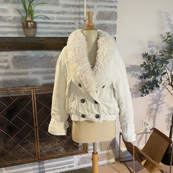 Thick ivory linen bomber jacket soft free people - Picture 7 of 10